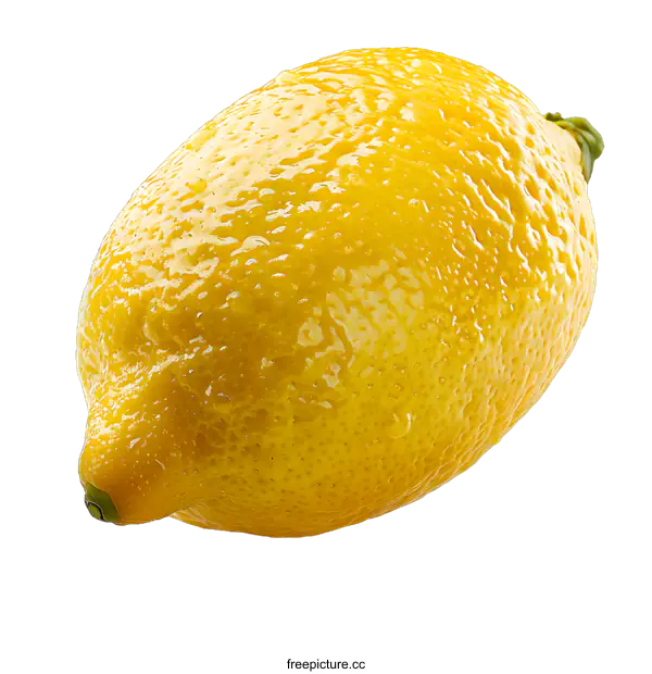 [Transparent Background PNG]Single Whole Lemon with Water Droplets