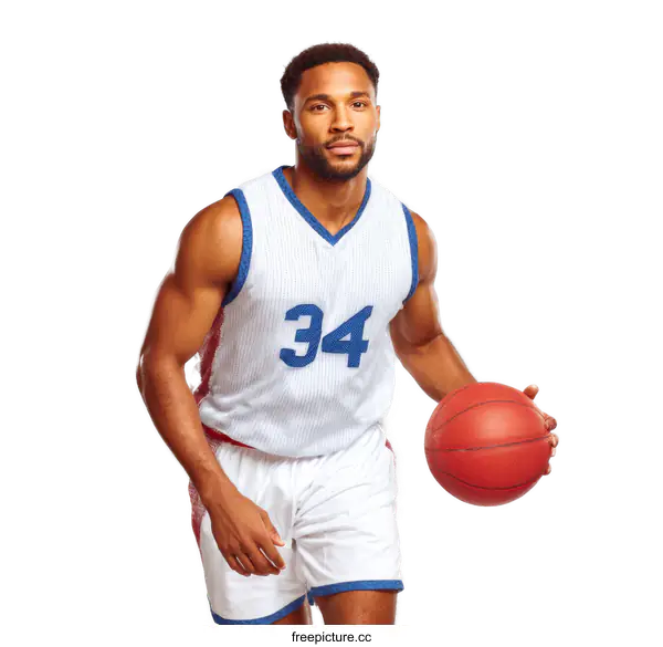 [Transparent Background PNG]Basketball Player with Ball Studio Shot