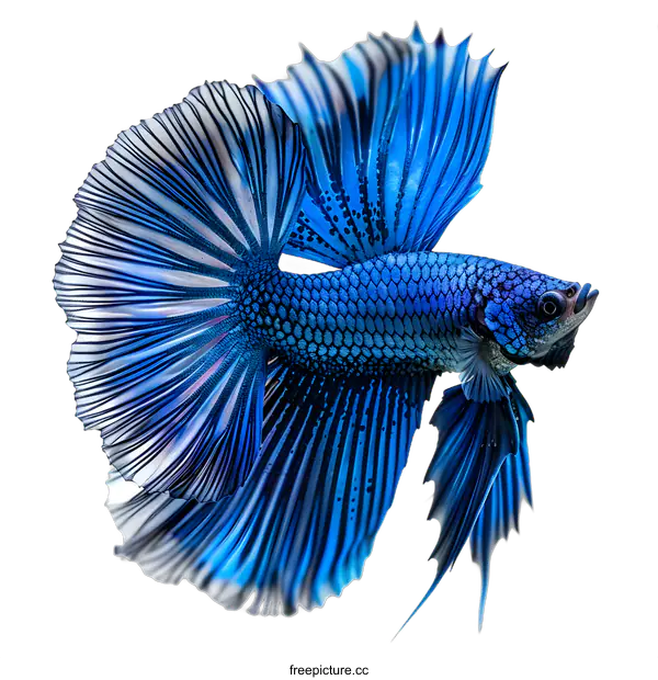 [Transparent Background PNG]A blue betta fish with a white background