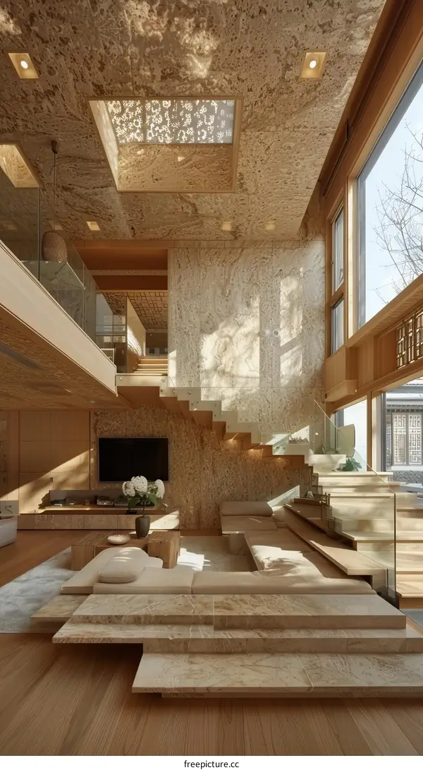 The beauty of natural materials in a modern Chinese living room