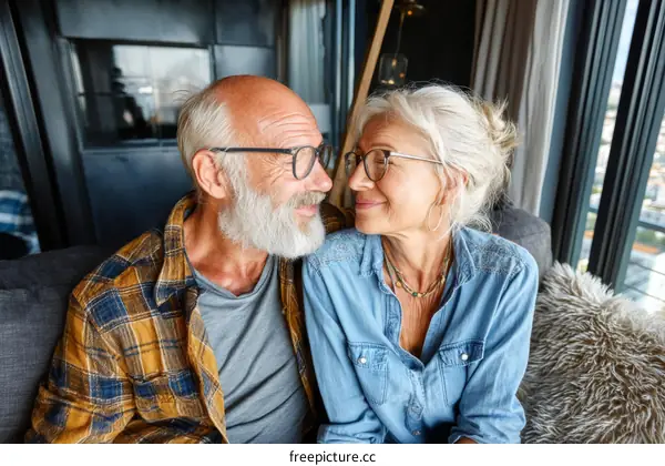 Elderly Couple in Intimate Conversation