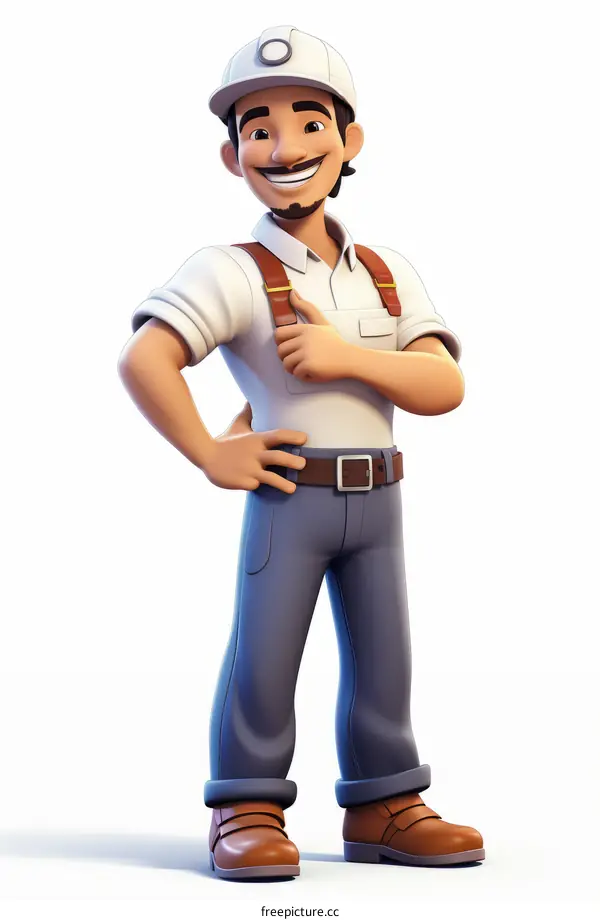 Construction Worker in White Hard Hat Giving Thumbs Up