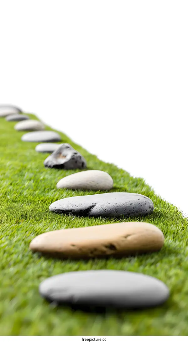 Stepping Stones On Green Grass Background