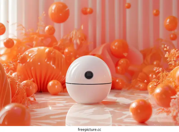 White round object on orange background