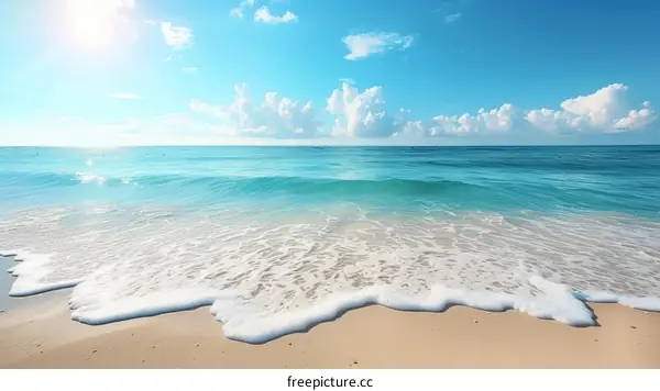Beautiful beach landscape with white sand and blue ocean