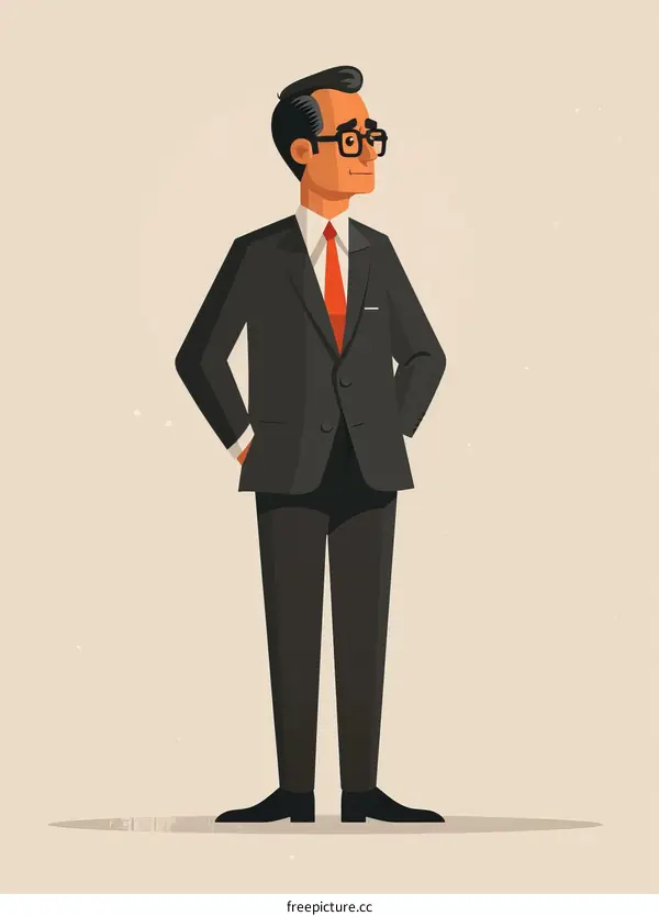 Retro businessman in suit and glasses