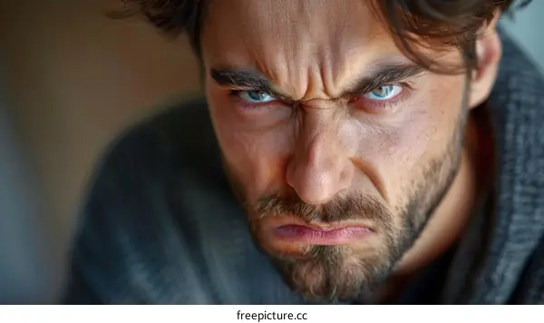 Close-up Portrait of an Angry Man