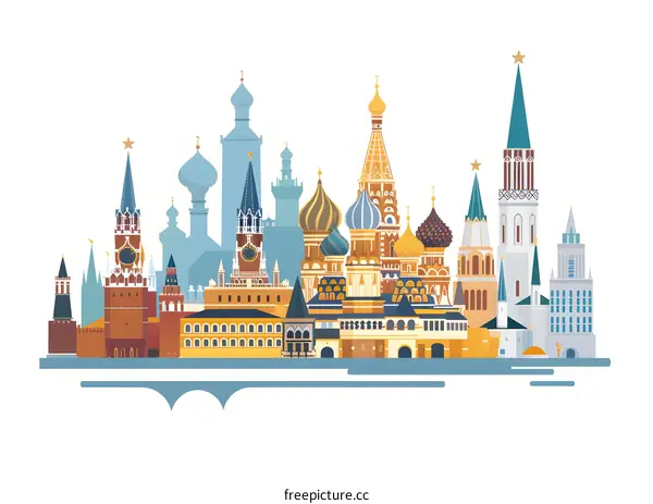 Red Square Moscow Skyline with Kremlin Buildings