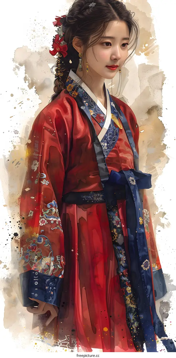 A beautiful Korean woman in traditional dress