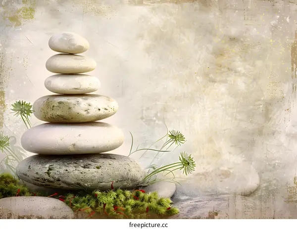 Zen Stones Stacked on a Grunge Background