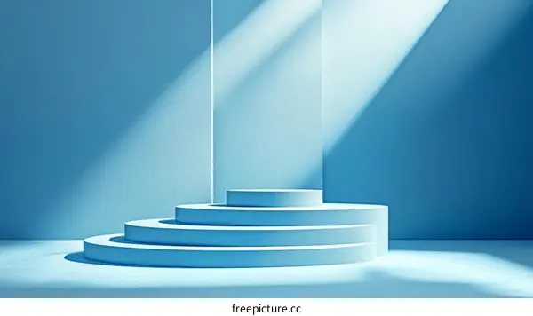Light Blue Geometric Display Podium
