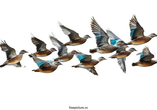 [Transparent Background PNG]Flock of Ducks Soaring Through the Air