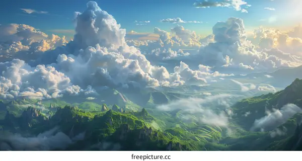 Majestic Mountain Range Under a Sky of Clouds