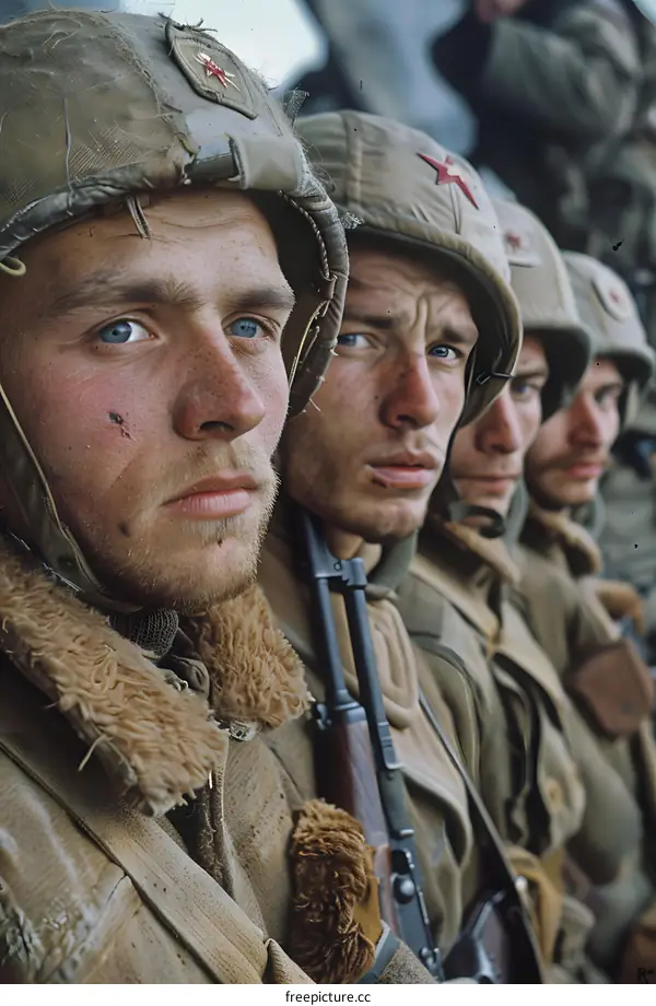 soviet soldiers in fur hats