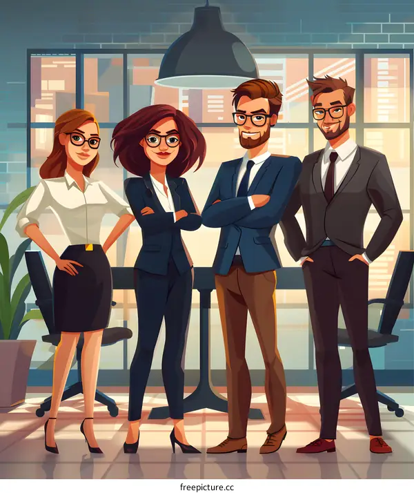 Group of business people standing in an office
