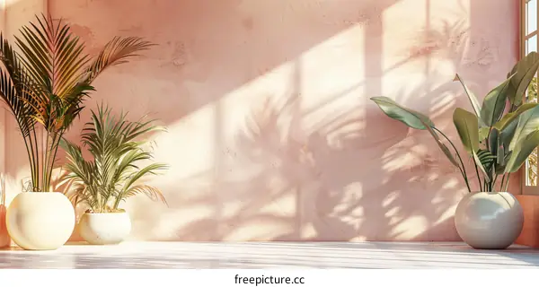 Pink Room Interior Design with Plants