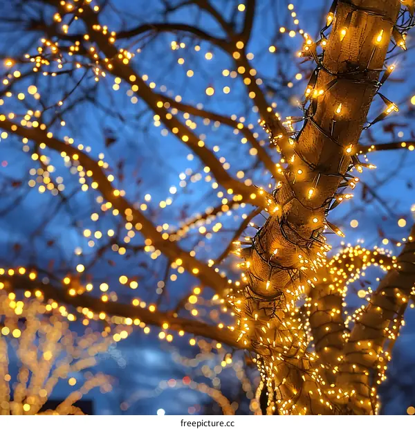 tree decorated with lights
