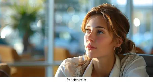 Portrait of a beautiful young woman looking away