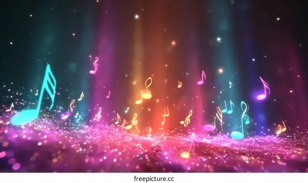 Colorful Musical Notes Background Illustration