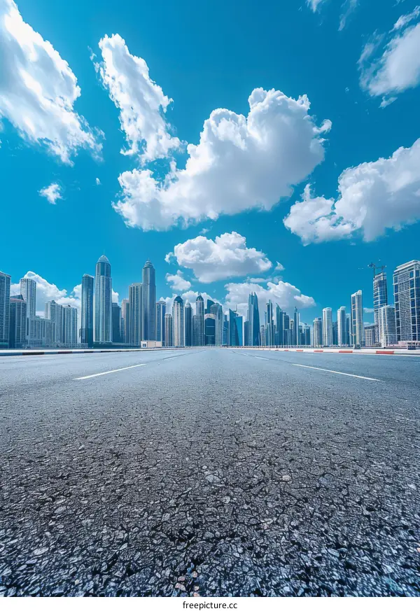 Dubai Skyline: Skyscrapers Against a Blue Sky