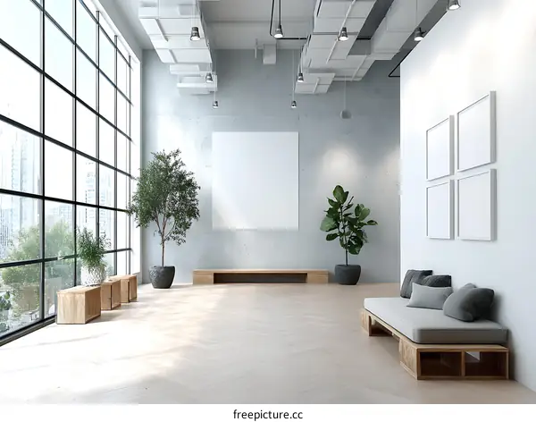 Modern Minimalist Interior Design with Large Windows