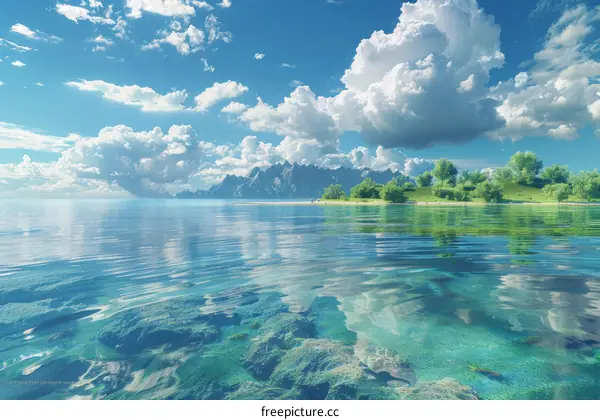 Serene Island Paradise under a Azure Sky