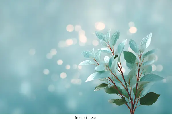 Delicate Mint Green Leaves Soft Bokeh Background