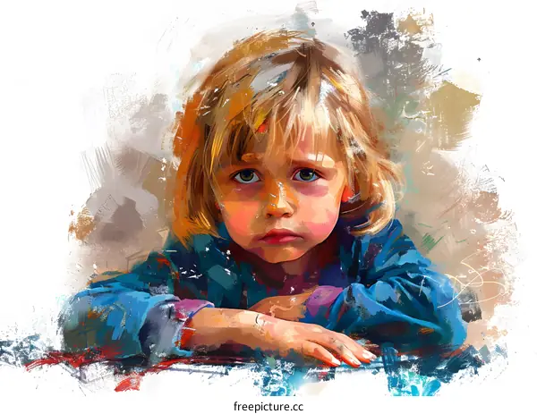 Portrait of a Little Girl With Blonde Hair and Blue Eyes