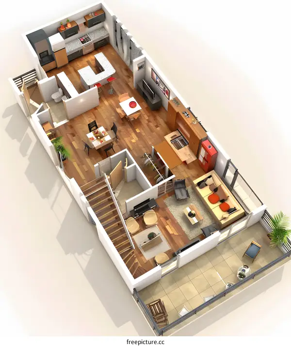Modern Home Interior Design Floor Plan with Balcony