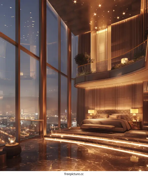 Luxury Penthouse Bedroom with City Views