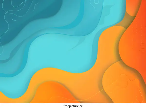 Abstract Orange and Blue Paper Cut Background