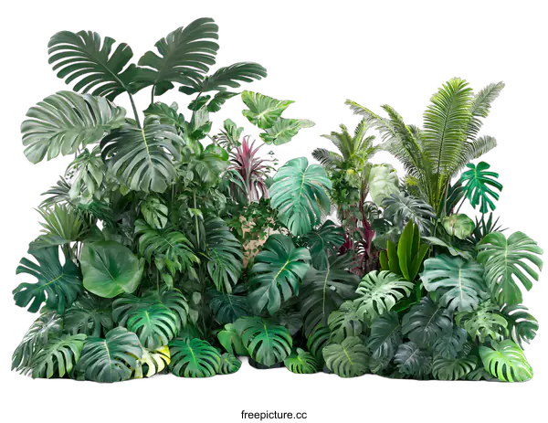 [Transparent Background PNG]Tropical Plants Collection with Lush Green Foliage