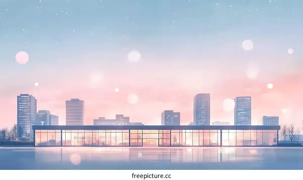 Pastel Cityscape with Modern Architecture