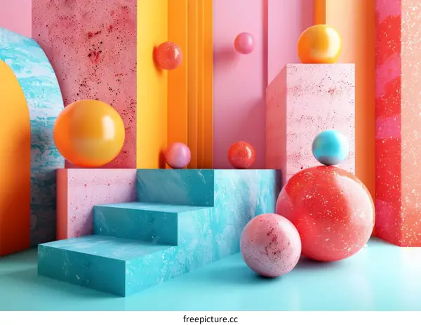 Colorful Geometric Shapes Abstract Display