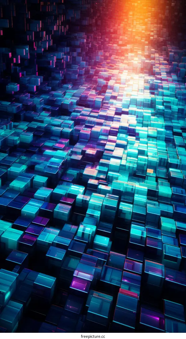 Abstract 3D Cube Background with Blue and Purple Colors