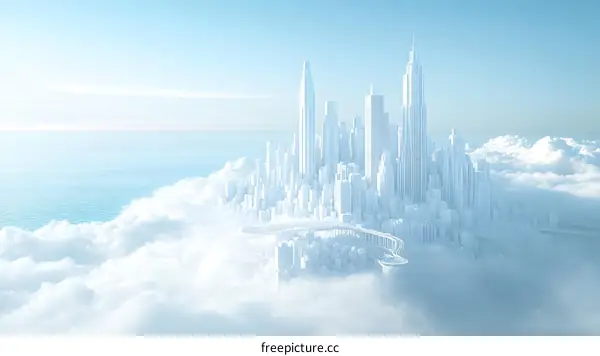 A Futuristic City Floating on Clouds