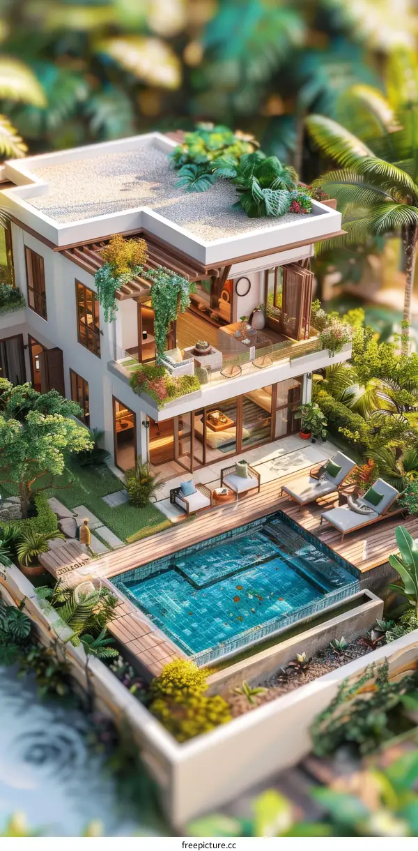 Tropical Paradise Miniature Villa with Pool