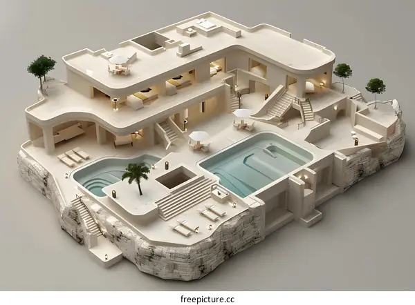 Modern luxury villa with pool and sea view