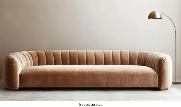Modern Beige Sofa Design with Floor Lamp