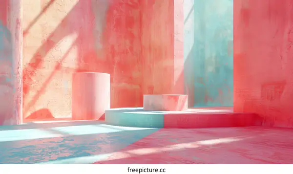 Abstract Pastel Geometric Shapes Scene