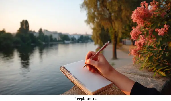 Writing by the Riverbank at Sunrise