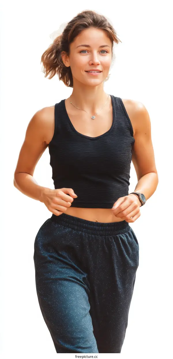 Young Woman Running in Sporty Attire