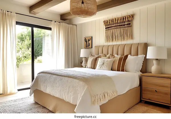 Beige Bedroom Interior Design with Natural Light