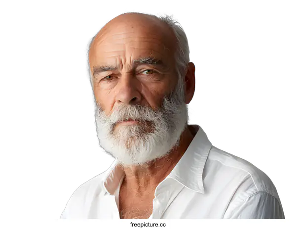 [Transparent Background PNG]Portrait of a Senior Man with a Beard