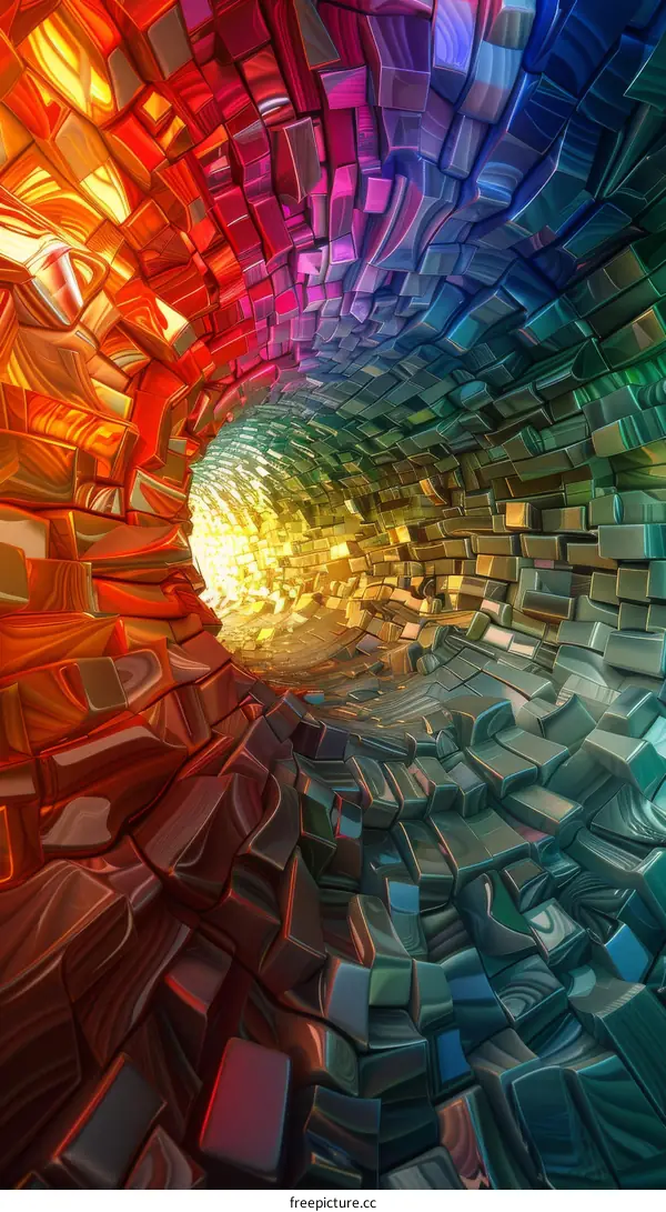 Colorful 3D Tunnel in Rainbow Spectrum
