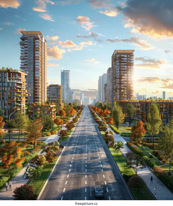 Modern Cityscape Autumn Urban Landscape