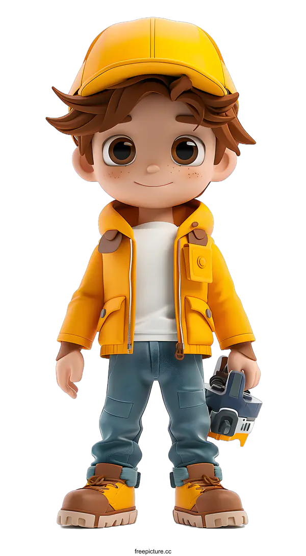 [Transparent Background PNG]3D Cartoon Boy with Tool