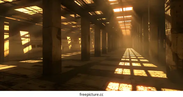 Sunbeams Shining Through the Abandoned Building