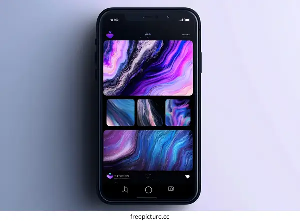 Phone Screen Displaying Abstract Art