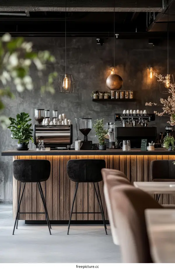 Modern Industrial Coffee Bar Interior Design
